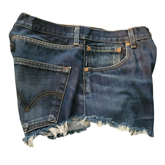 Levi's Shorts Womans Button Fly Dark Wash Cut-Offs See Measurements 30" JJ1506 - Picture 4 of 6